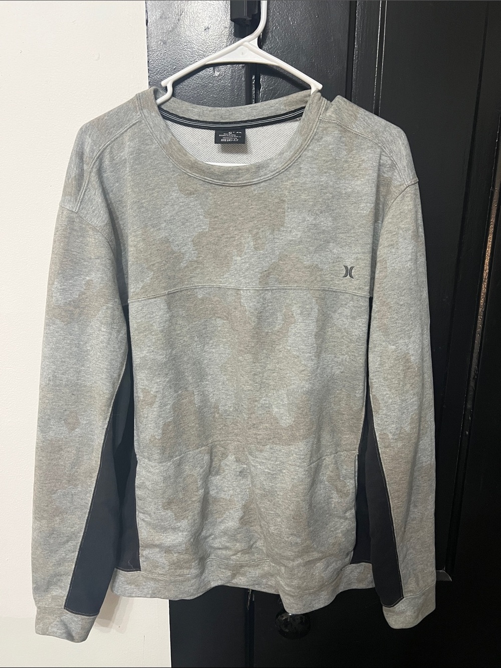 Hurley Light Gray Camo Crewneck with Black Panels